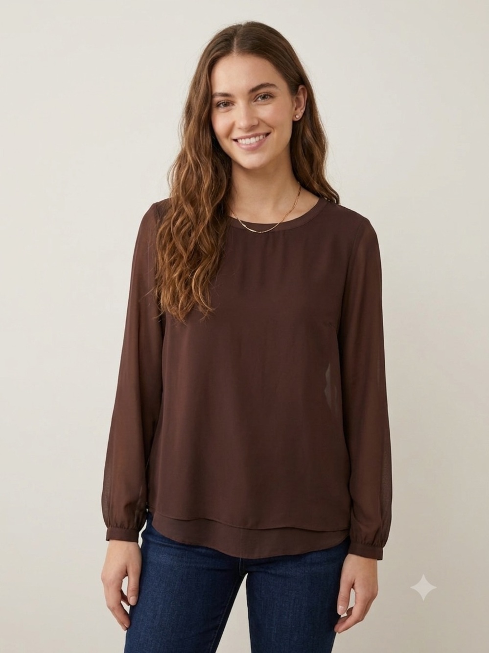 Intimissimi Sz M Chocolat Brown Flowy Minimalist Blouse